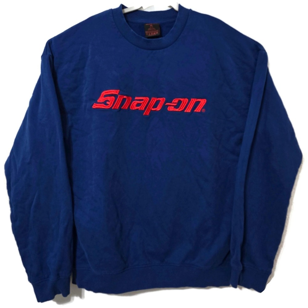 Snap-on Sweatshirt Mens XL Blue Crewneck Fleece Logo Graphic Pullover Tool
